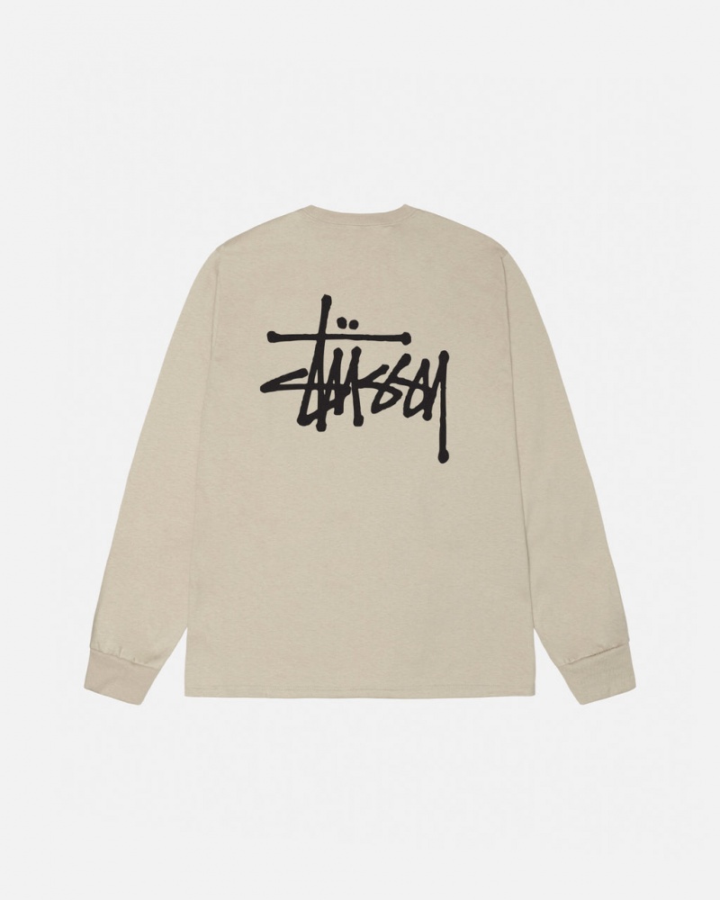 Stussy Basic Stussy Ls Tee - Mens Long Sleeve T-Shirt Caqui | PTEGJ93418