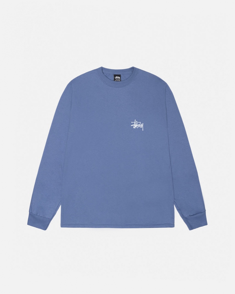 Stussy Basic Stussy Ls Tee - Mens Long Sleeve T-Shirt Azuis | QPTUV93599