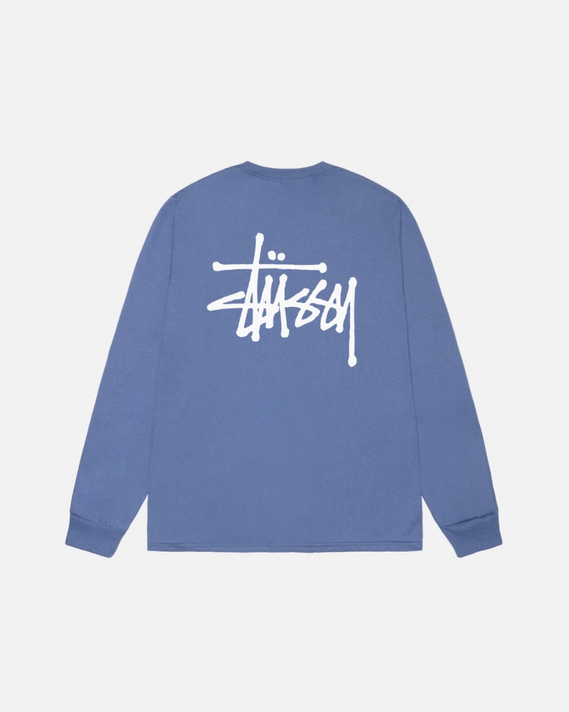 Stussy Basic Stussy Ls Tee - Mens Long Sleeve T-Shirt Azuis | QPTUV93599