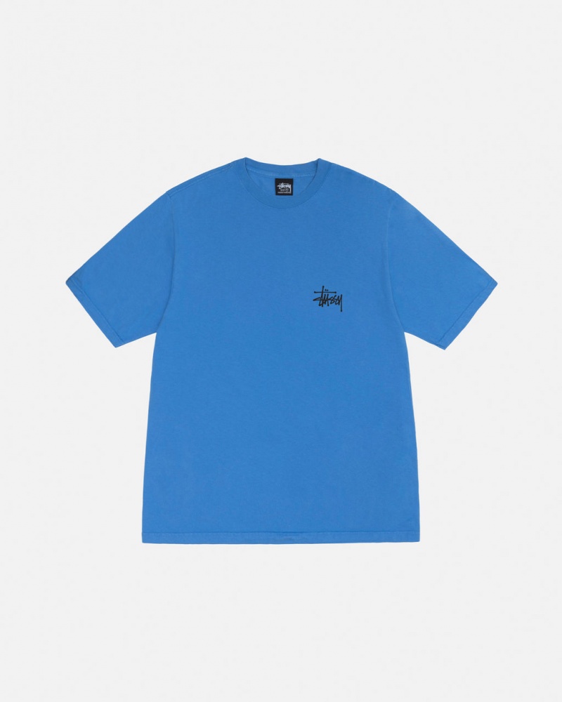 Stussy Basic Stussy Tee Pigment Dyed - Unisex Shortsleeve Azuis | FPTHY21640