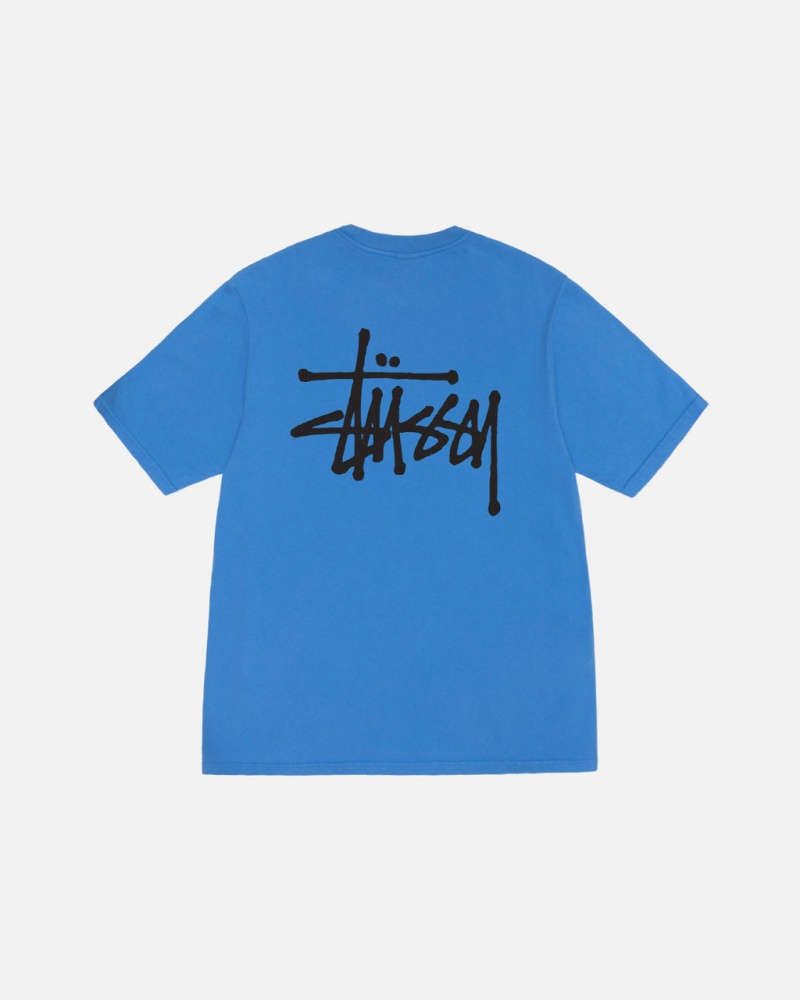 Stussy Basic Stussy Tee Pigment Dyed - Unisex Shortsleeve Azuis | FPTHY21640