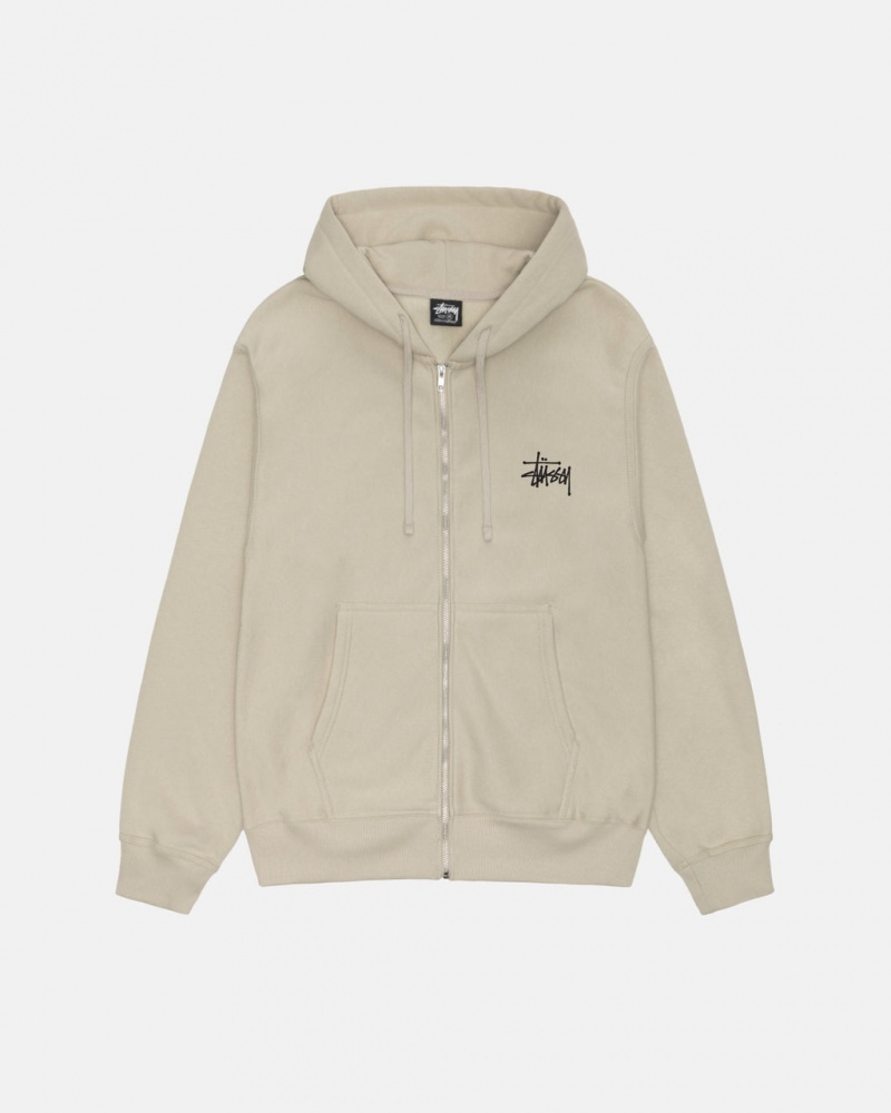 Stussy Basic Stussy Zip Hoodie - Unisex Hoodies Caqui | YPTVQ36557