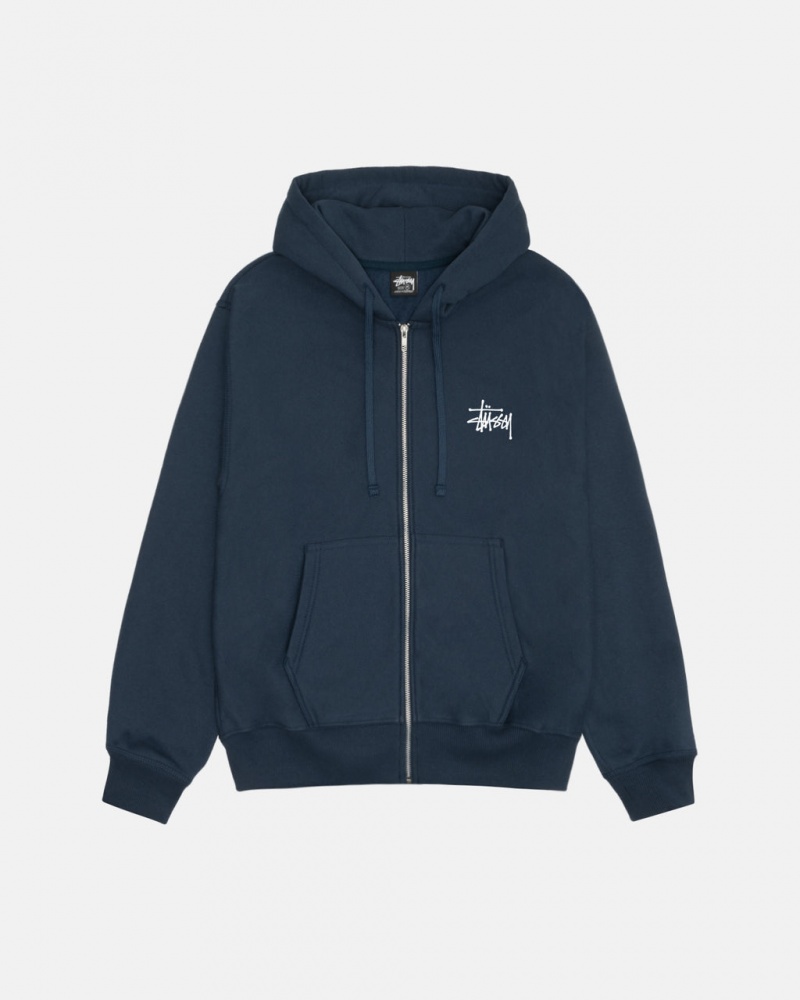 Stussy Basic Stussy Zip Hoodie - Unisex Hoodies Azul Marinho | PTJKU55167