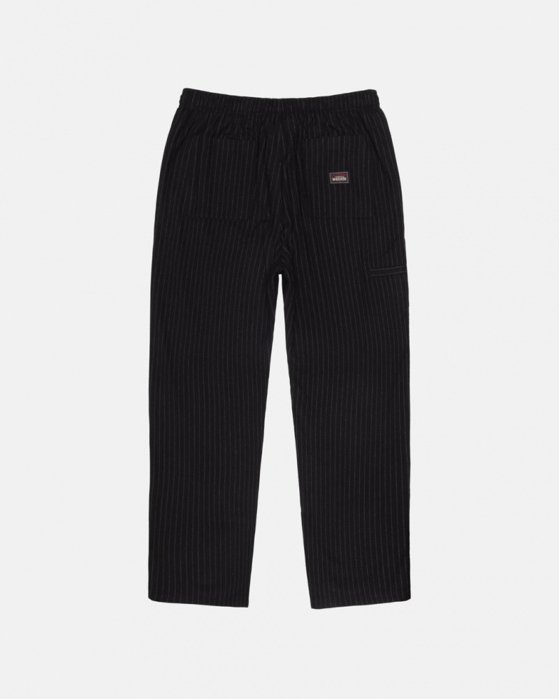 Stussy Beach Pant Lã Stripe - Unisex Pants Pretas | LPTTR14076