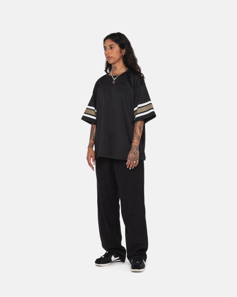 Stussy Beach Pant Lã Stripe - Unisex Pants Pretas | LPTTR14076