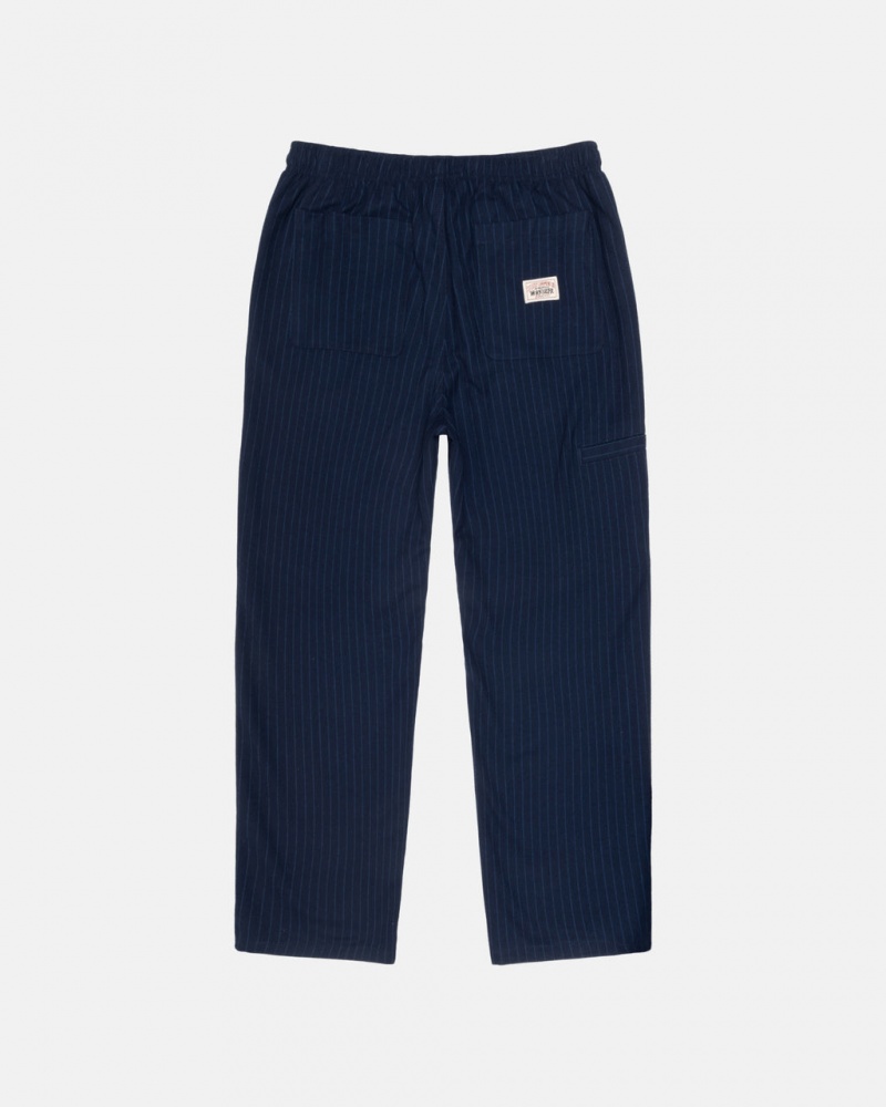 Stussy Beach Pant Lã Stripe - Unisex Pants Azul Marinho | PTEGJ41424