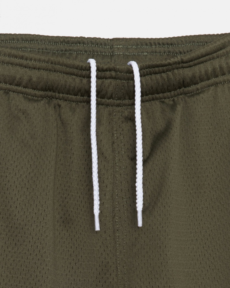 Stussy Big Basic Mesh Curta - Men&s Shorts Trunks Verde Oliva | PTXBR44530