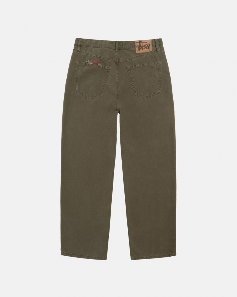 Stussy Big Ol& Jean Washed Lona - Unisex Pants Verde Oliva | FPTHY38666