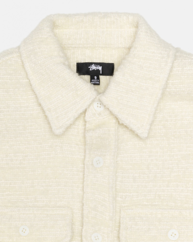 Stussy Boucle Lã Cpo Shirt - Unisex Tops Bege | PTIIZ95903