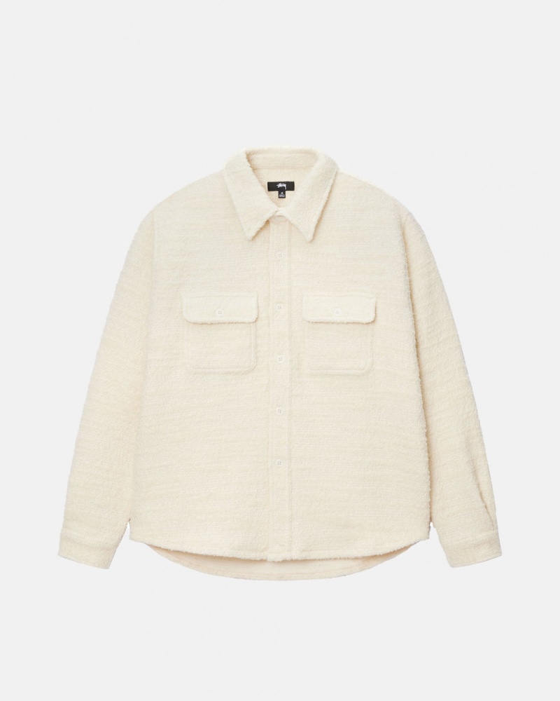 Stussy Boucle Lã Cpo Shirt - Unisex Tops Bege | PTIIZ95903