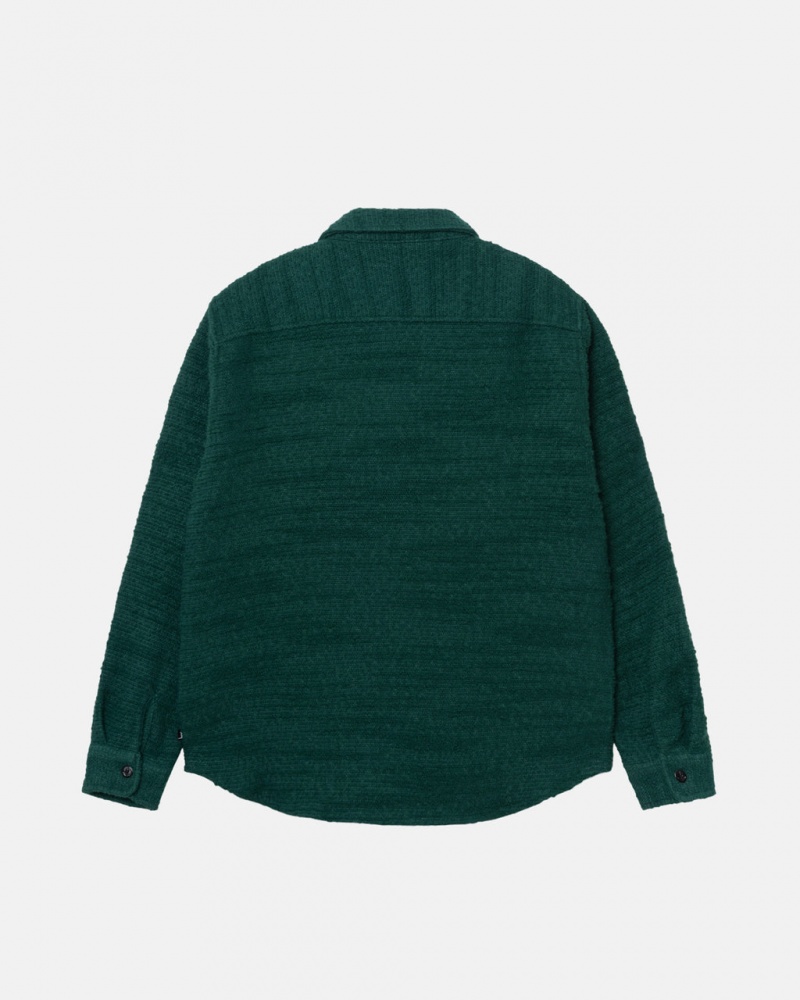 Stussy Boucle Lã Cpo Shirt - Unisex Tops Shirts Verdes | PTQAV67095