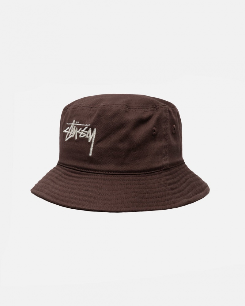 Stussy Bucket Hat Big Stock - Unisex Chocolate | TPTPQ41202