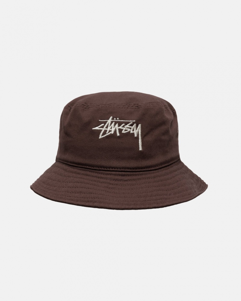 Stussy Bucket Hat Big Stock - Unisex Chocolate | TPTPQ41202