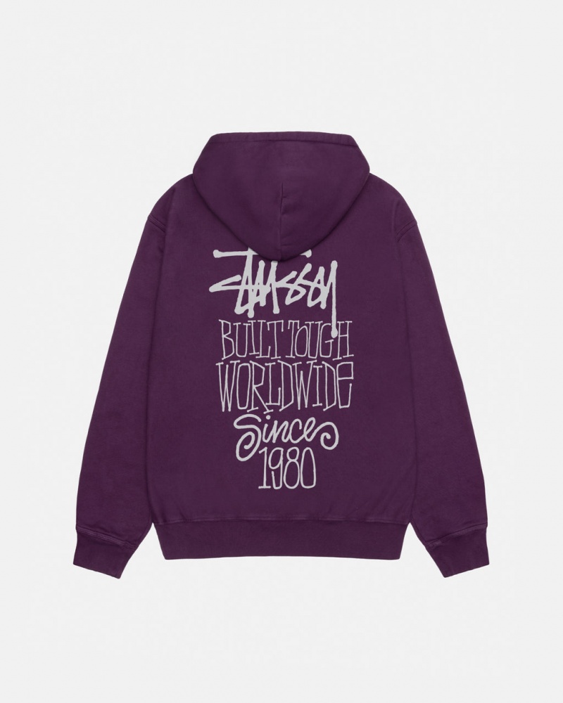 Stussy Built Tough Hoodie Pigment Dyed - Unisex Hoodies Roxo | PTNEJ61805