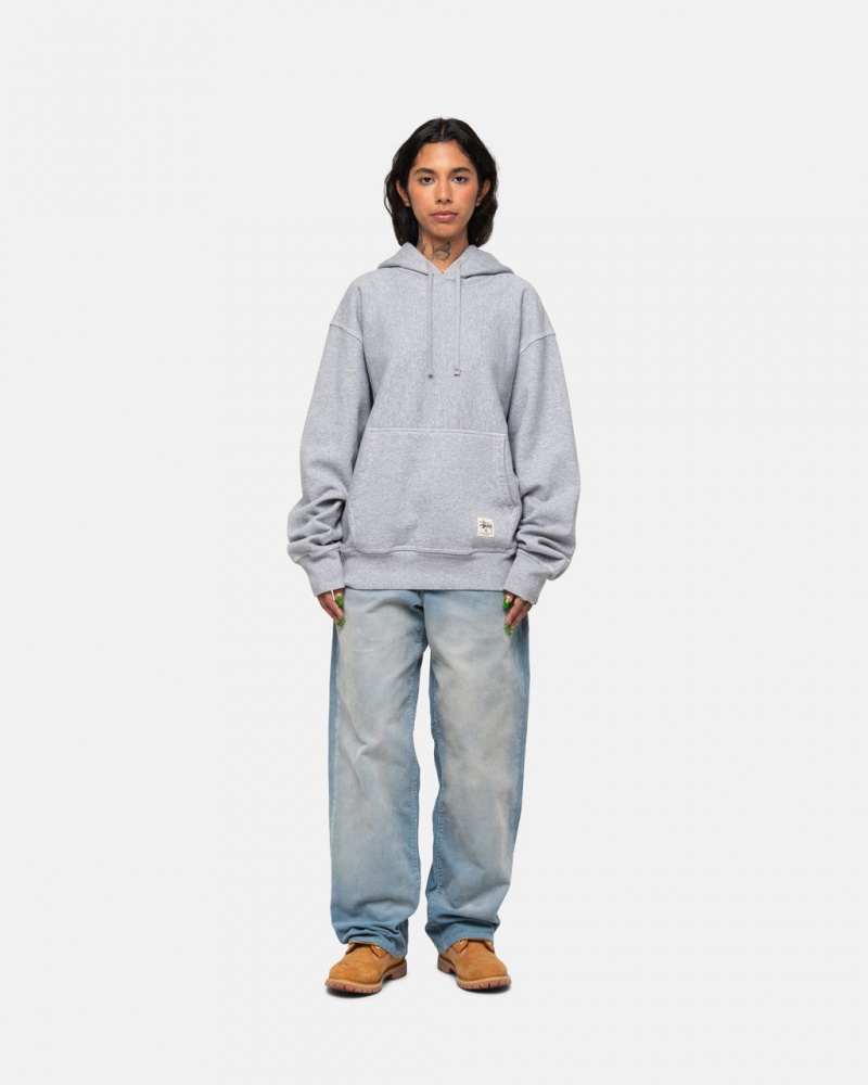 Stussy Contrast Stitch Label Hoodie - Unisex Hoodies Cinzentas | ZPTMJ21456