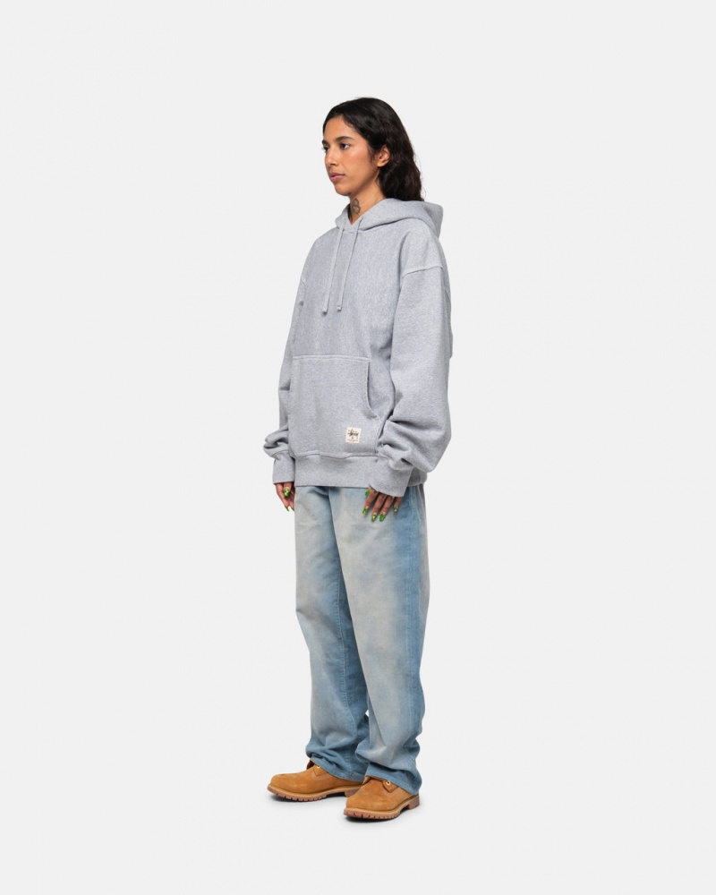 Stussy Contrast Stitch Label Hoodie - Unisex Hoodies Cinzentas | ZPTMJ21456