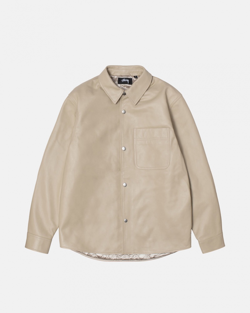 Stussy Couro Overshirt - Unisex Tops Bege | DPTKV61164