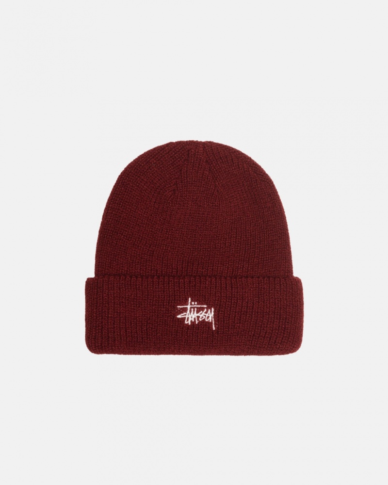 Stussy Cuff Beanie Basic - Unisex Vermelhas Escuro | PTJKU87563