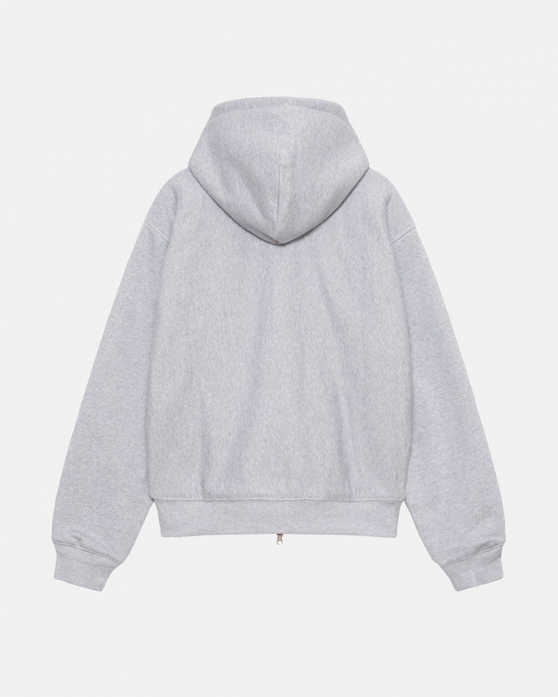 Stussy Double Face Label Zip Hoodie - Unisex Hoodies Cinzentas | FPTUI62941