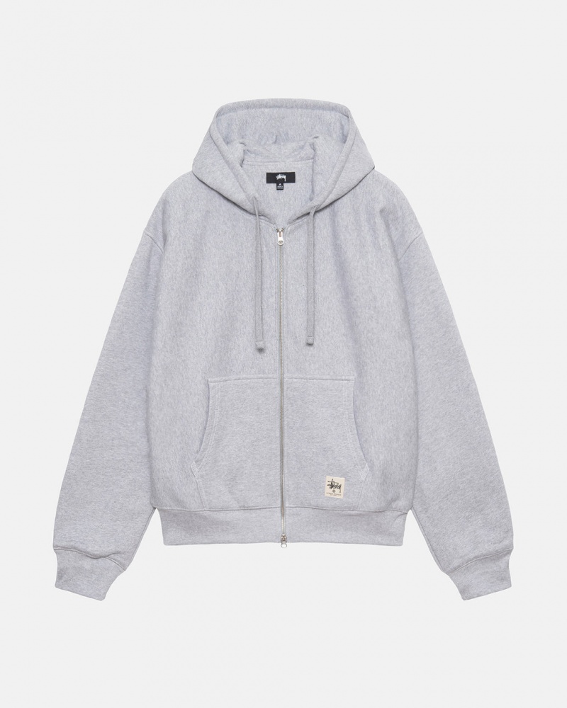 Stussy Double Face Label Zip Hoodie - Unisex Hoodies Cinzentas | FPTUI62941