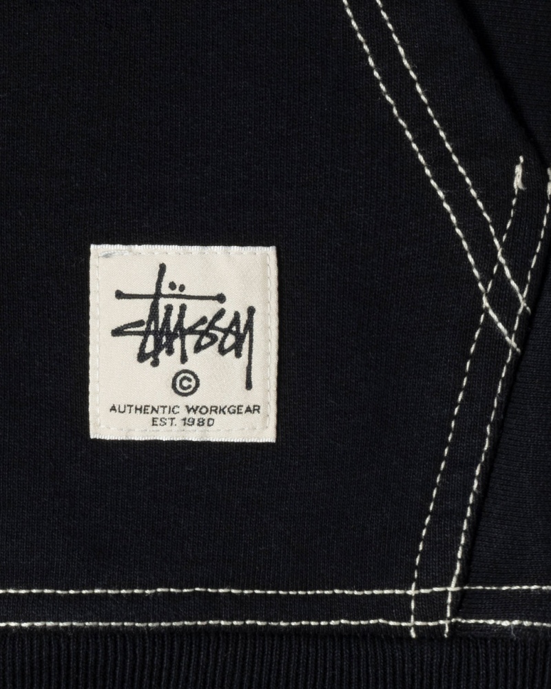 Stussy Double Face Label Zip Hoodie - Unisex Hoodies Pretas | BPTSD86125