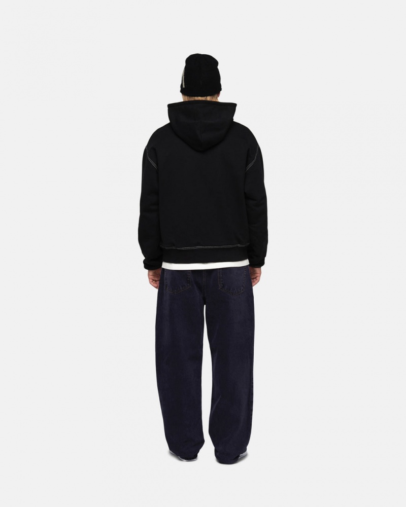 Stussy Double Face Label Zip Hoodie - Unisex Hoodies Pretas | BPTSD86125