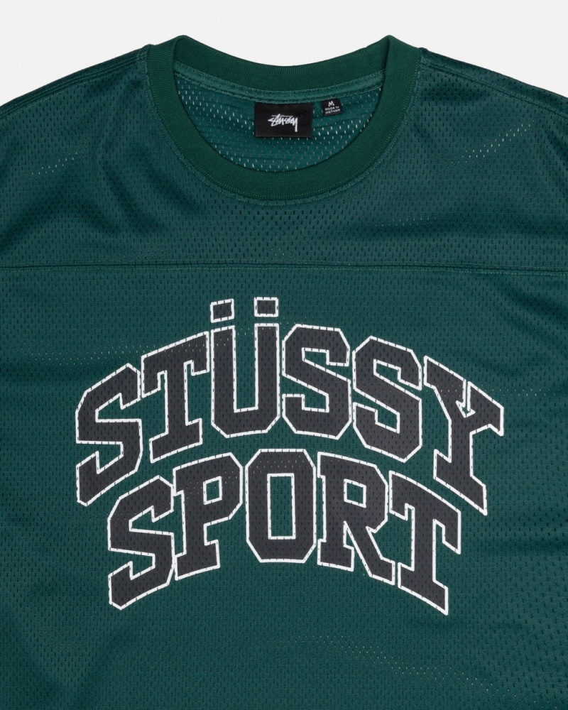 Stussy Esportivos Mesh Football Jersey - Unisex Sweaters Knits Verdes | GPTUC75320