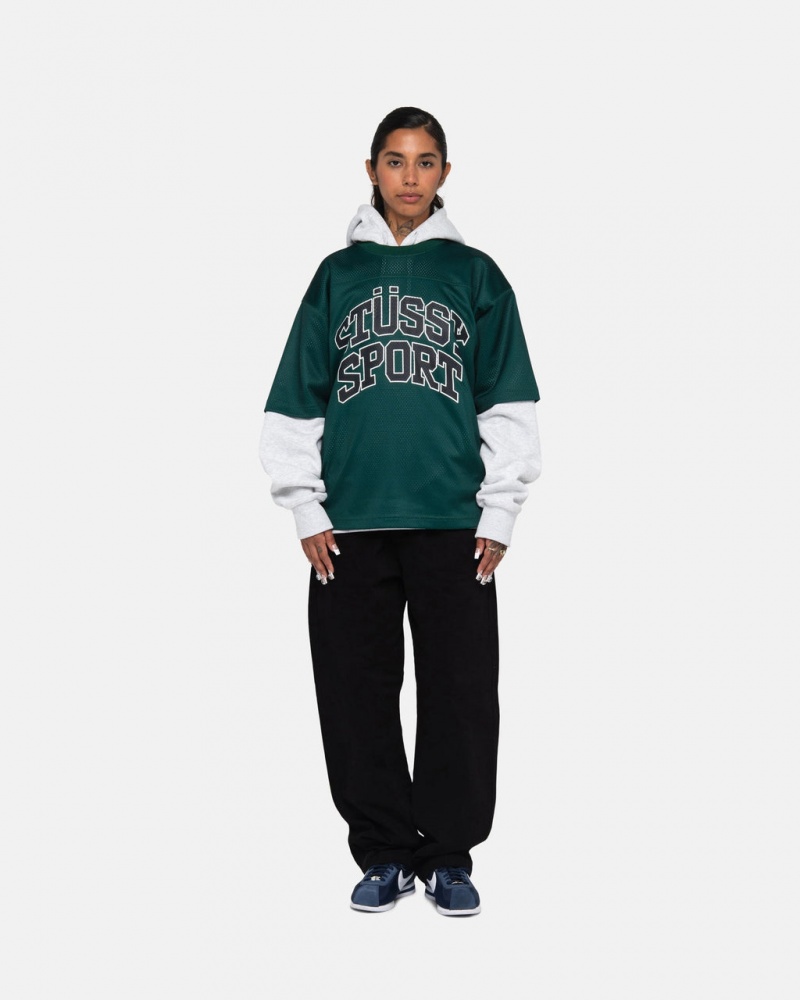 Stussy Esportivos Mesh Football Jersey - Unisex Sweaters Knits Verdes | GPTUC75320