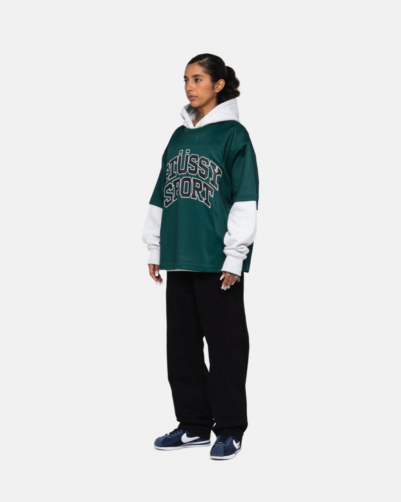 Stussy Esportivos Mesh Football Jersey - Unisex Sweaters Knits Verdes | GPTUC75320