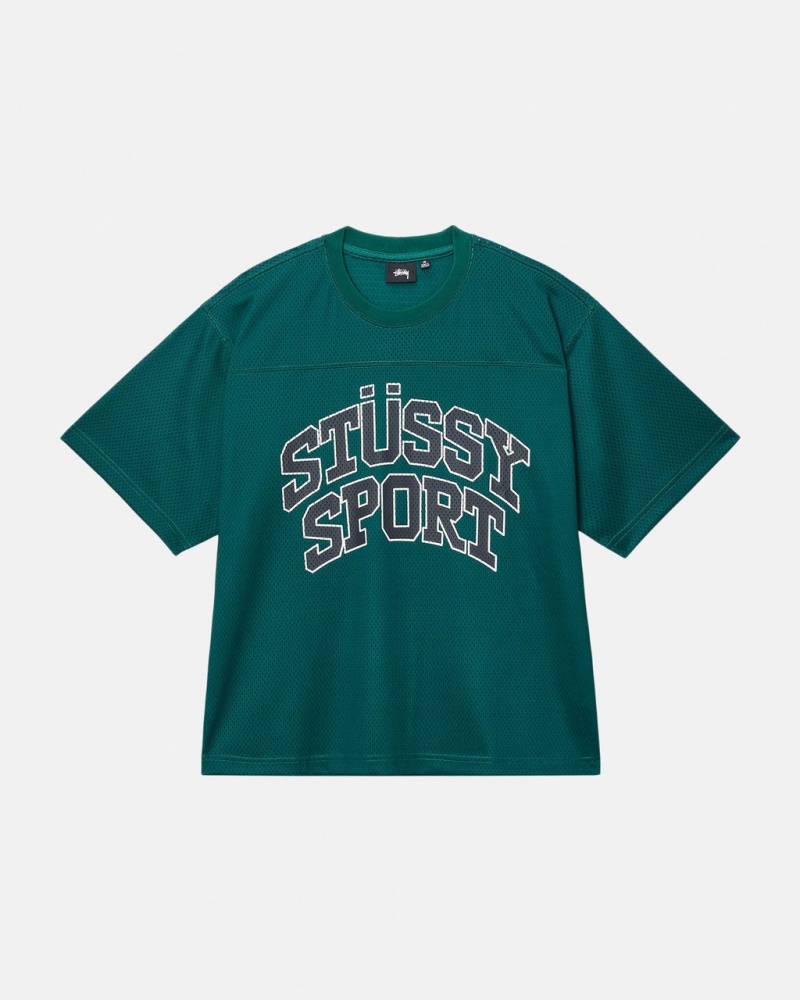 Stussy Esportivos Mesh Football Jersey - Unisex Sweaters Knits Verdes | GPTUC75320