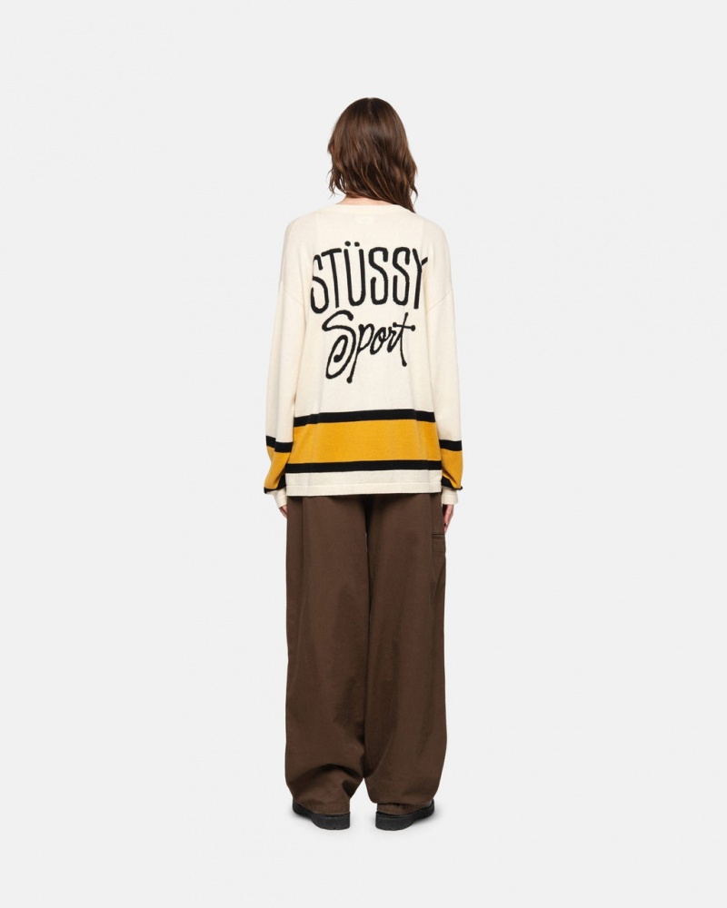 Stussy Hockey Moletom - Unisex Sweaters Bege | PTNEJ70202