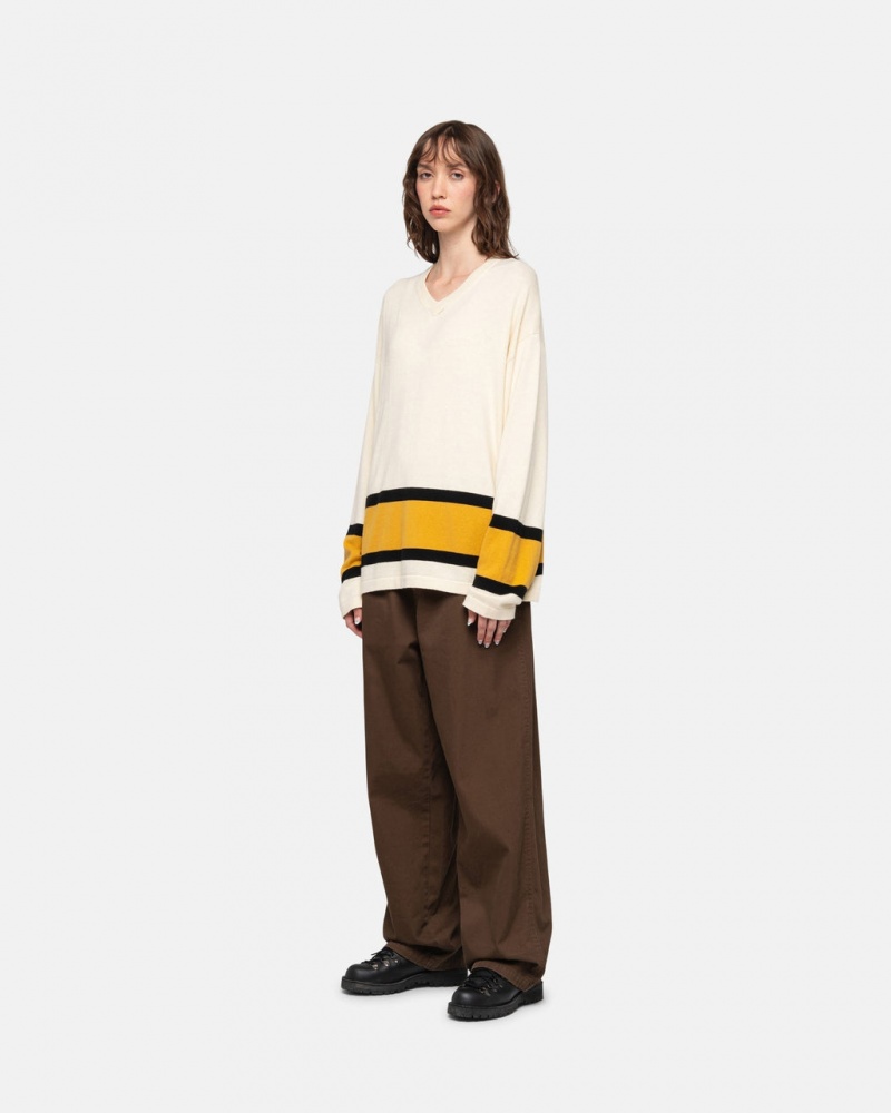 Stussy Hockey Moletom - Unisex Sweaters Bege | PTNEJ70202