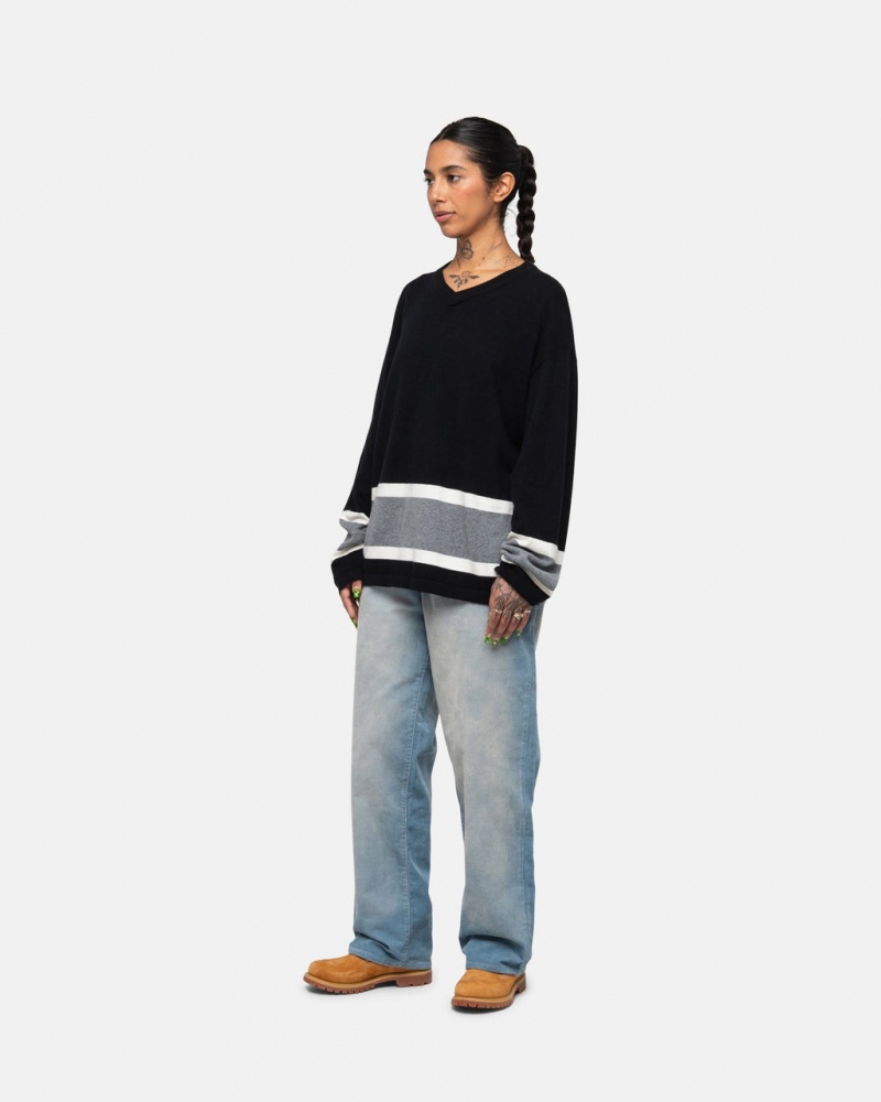 Stussy Hockey Moletom - Unisex Sweaters Knits Pretas | FPTHY25012