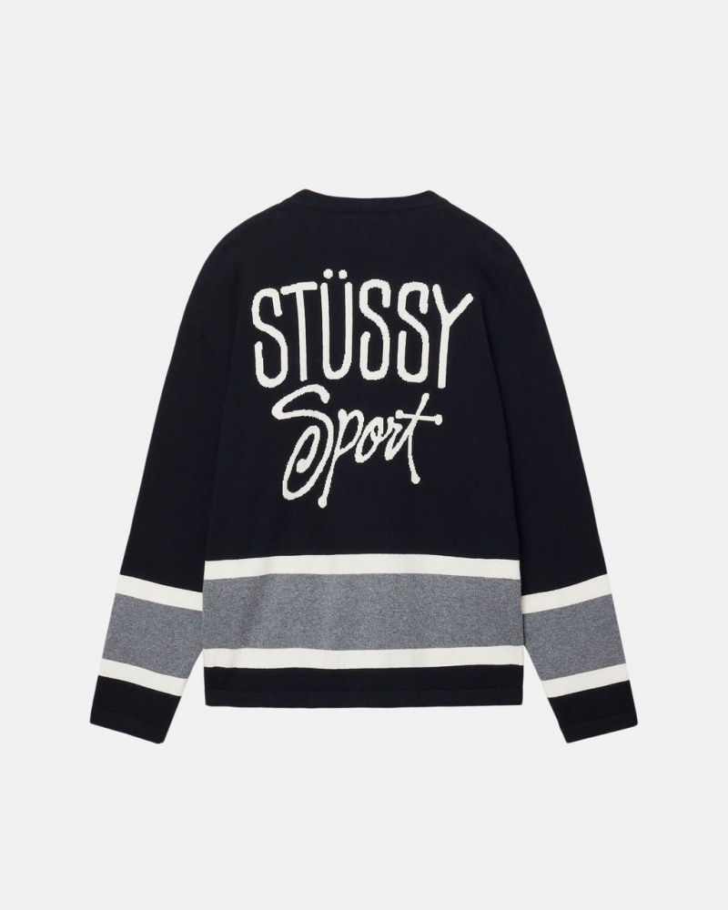 Stussy Hockey Moletom - Unisex Sweaters Knits Pretas | FPTHY25012