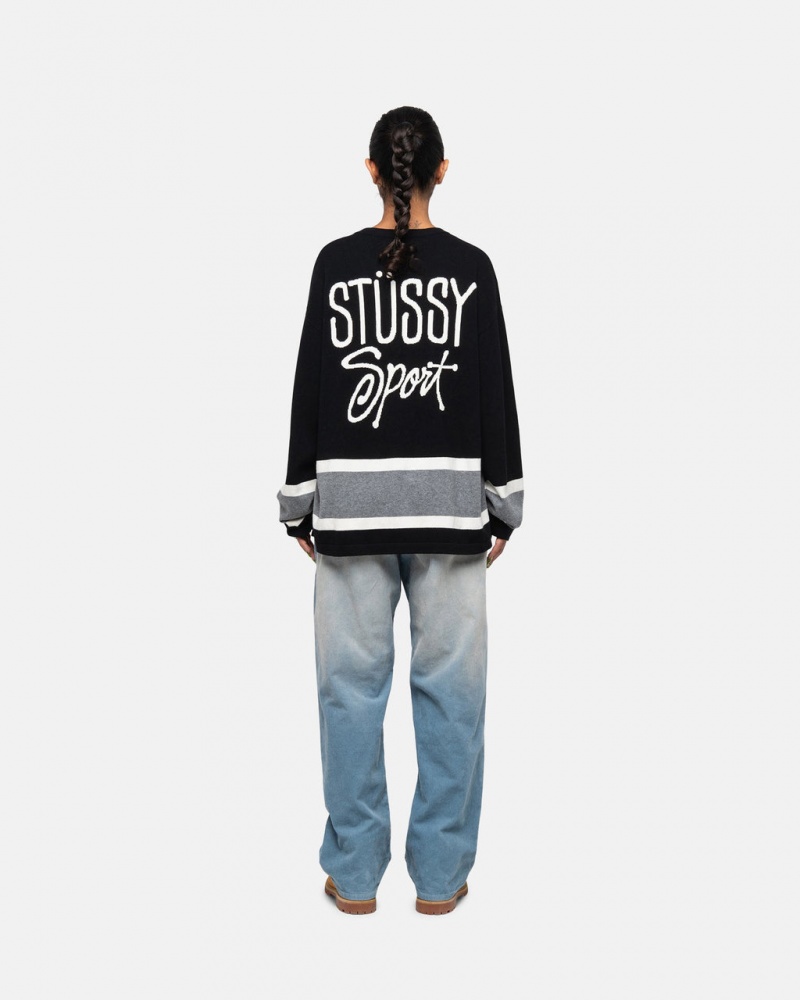 Stussy Hockey Moletom - Unisex Sweaters Knits Pretas | FPTHY25012