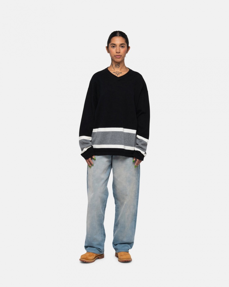 Stussy Hockey Moletom - Unisex Sweaters Knits Pretas | FPTHY25012