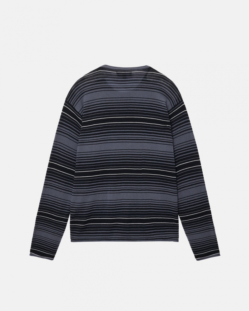 Stussy Horizontal Stripe Moletom - Unisex Sweaters Cinzentas | QPTUV63237