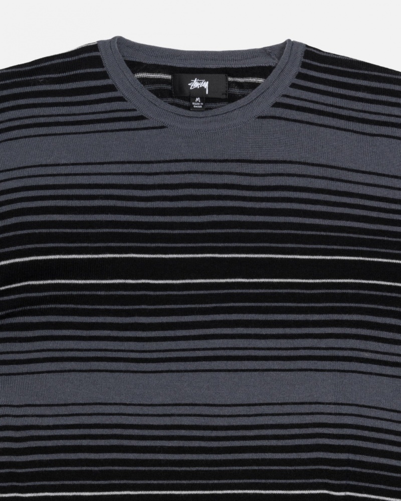 Stussy Horizontal Stripe Moletom - Unisex Sweaters Cinzentas | QPTUV63237