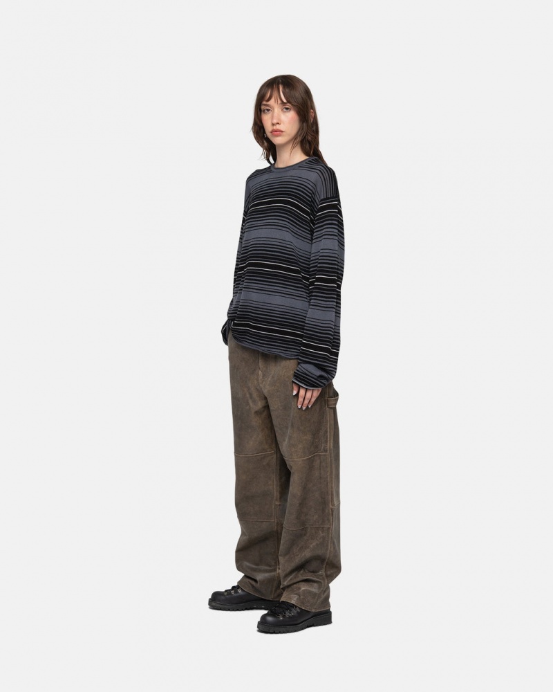 Stussy Horizontal Stripe Moletom - Unisex Sweaters Cinzentas | QPTUV63237