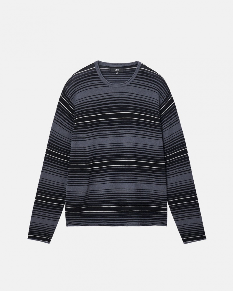 Stussy Horizontal Stripe Moletom - Unisex Sweaters Cinzentas | QPTUV63237