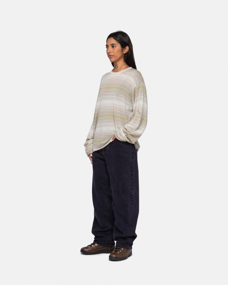 Stussy Horizontal Stripe Moletom - Unisex Sweaters Knits Bege | PTNZX27876