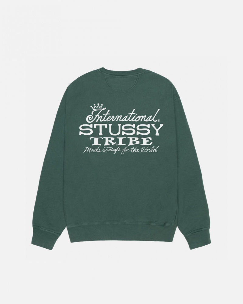 Stussy IST Crew Pigment Dyed - Unisex Hoodies Verdes | PTNEJ22227