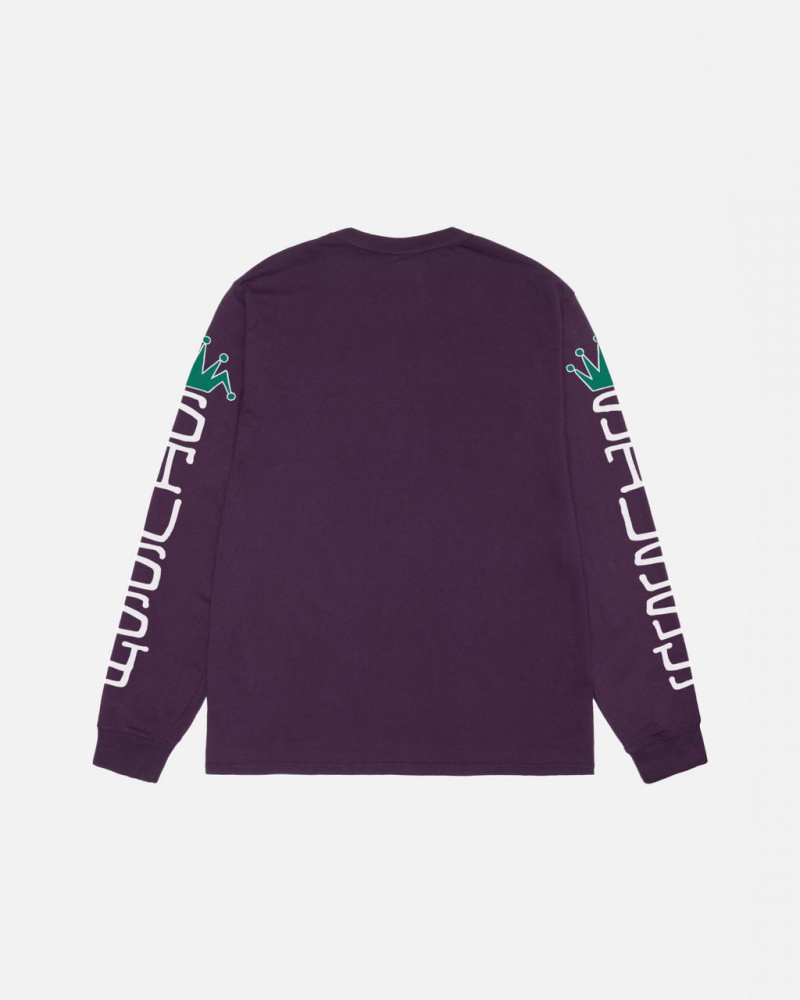 Stussy Jumbo LS Tee Pigment Dyed - Unisex Longsleeve Roxo | BPTSO72871