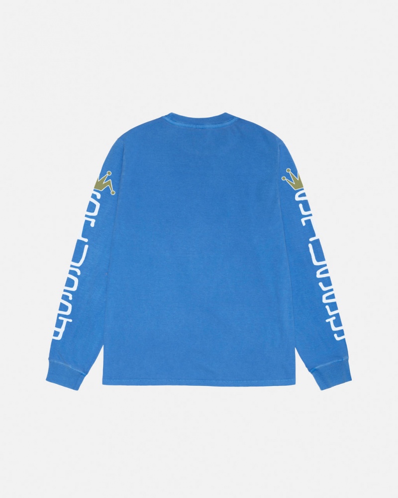 Stussy Jumbo LS Tee Pigment Dyed - Unisex Longsleeve Azuis | SPTNY80266