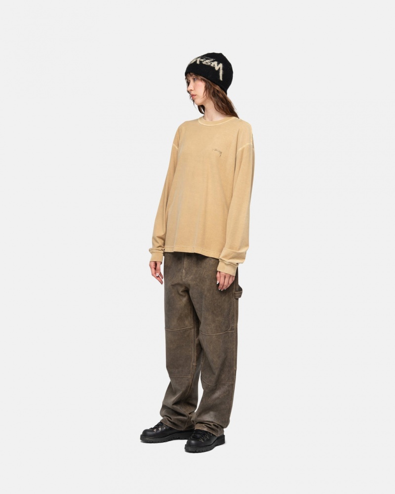 Stussy Lazy LS Tee - Unisex Longsleeve Douradas | GPTEC60060