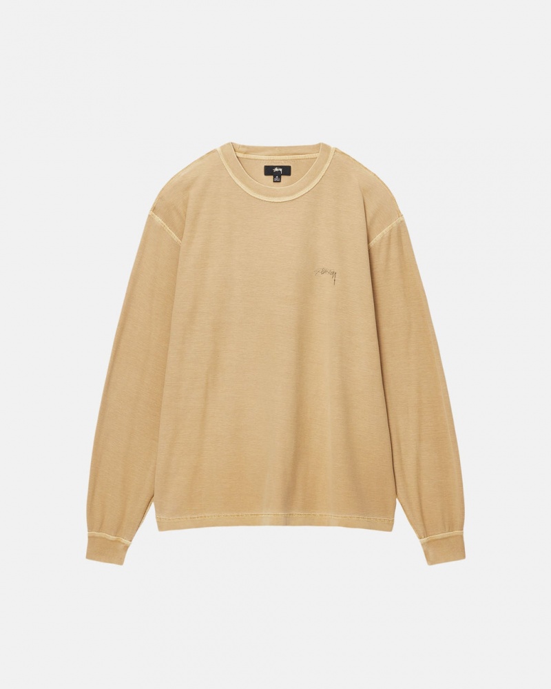 Stussy Lazy LS Tee - Unisex Longsleeve Douradas | GPTEC60060