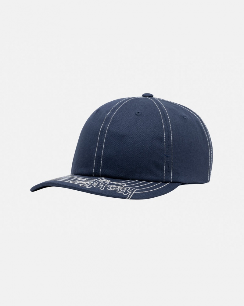 Stussy Low Pro Basic Stitch Strapback - Unisex Azul Marinho | PTJZR43773