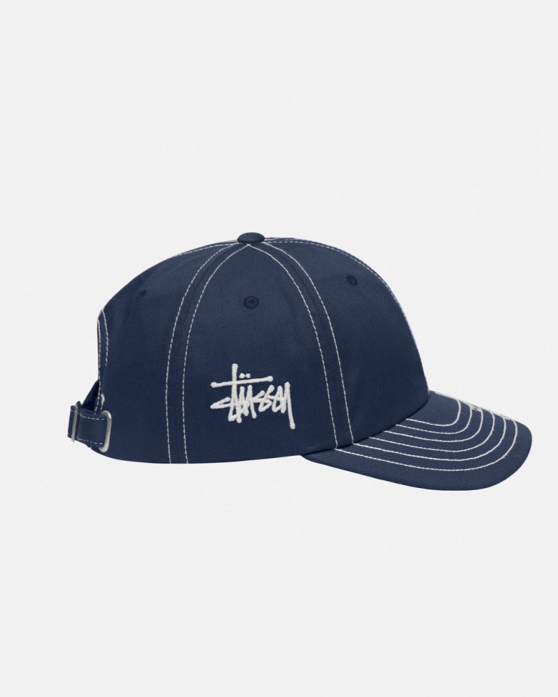 Stussy Low Pro Basic Stitch Strapback - Unisex Azul Marinho | PTJZR43773