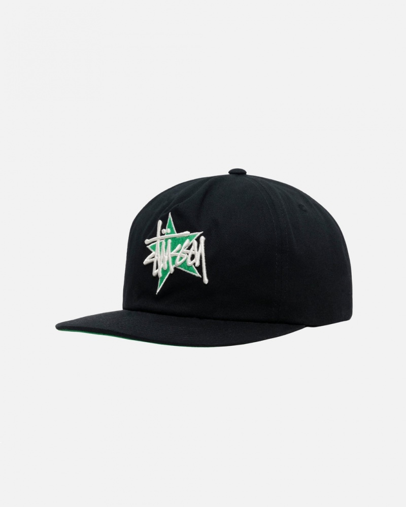 Stussy Medio-Depth Basic Star Strapback - Unisex Pretas | FPTHY11160