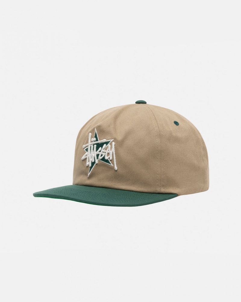 Stussy Medio-Depth Basic Star Strapback - Unisex Caqui | XPTGW11902